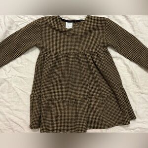 Zara Brown Checkered Long Sleeve Dress